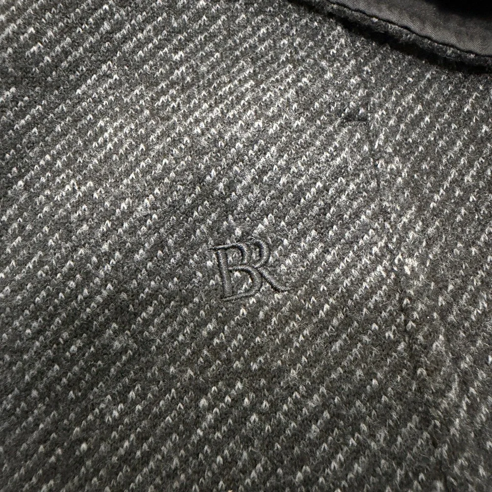 Banana Republic Shirt Jacket Mens Large Charcoal Gray Textured Lined Button Up